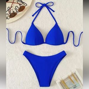 SHEIN Blue Triangle Bikini Set